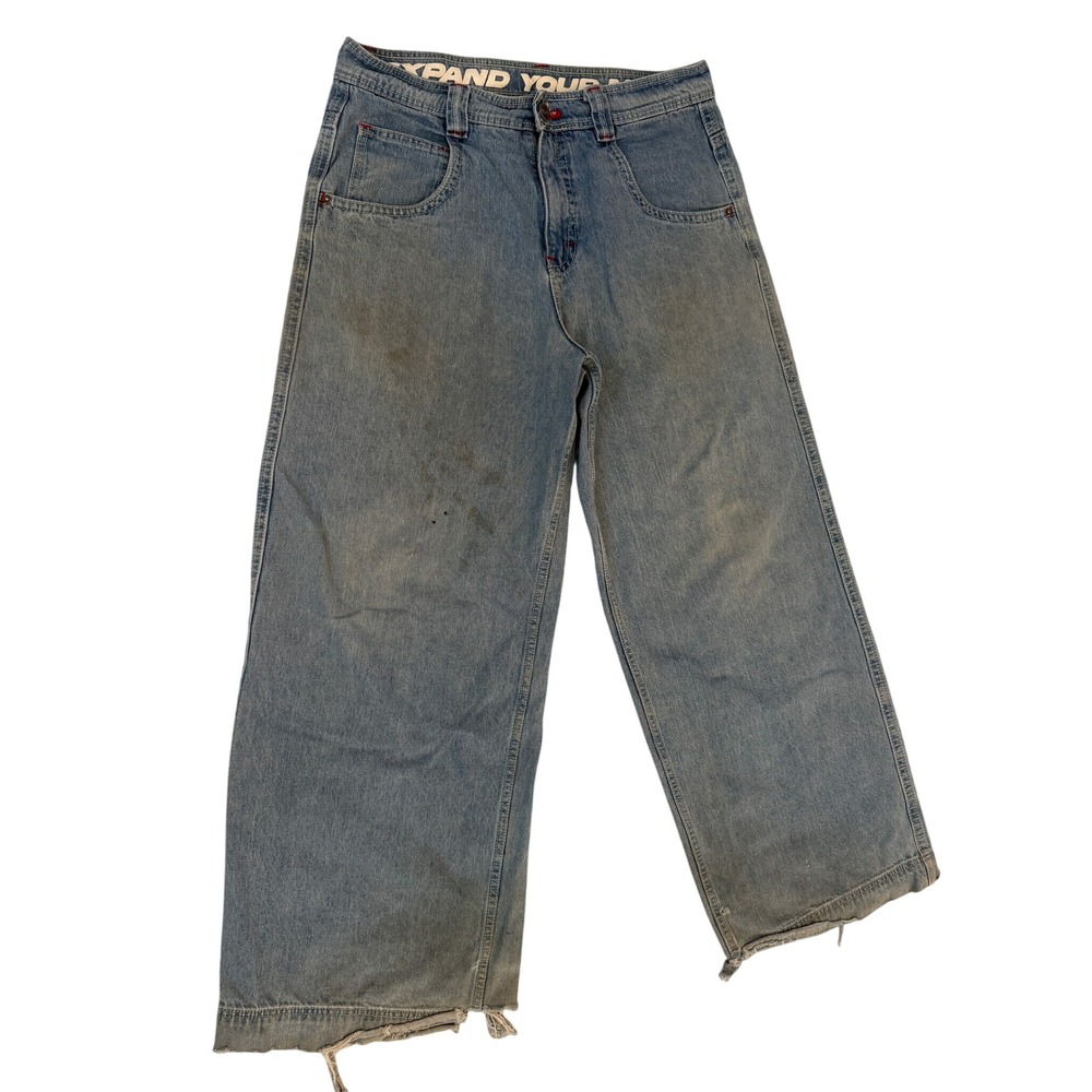 A-Lab Mens Baggy Skate Jeans Light Wash Wide Leg Rabbit Graphic Size 34